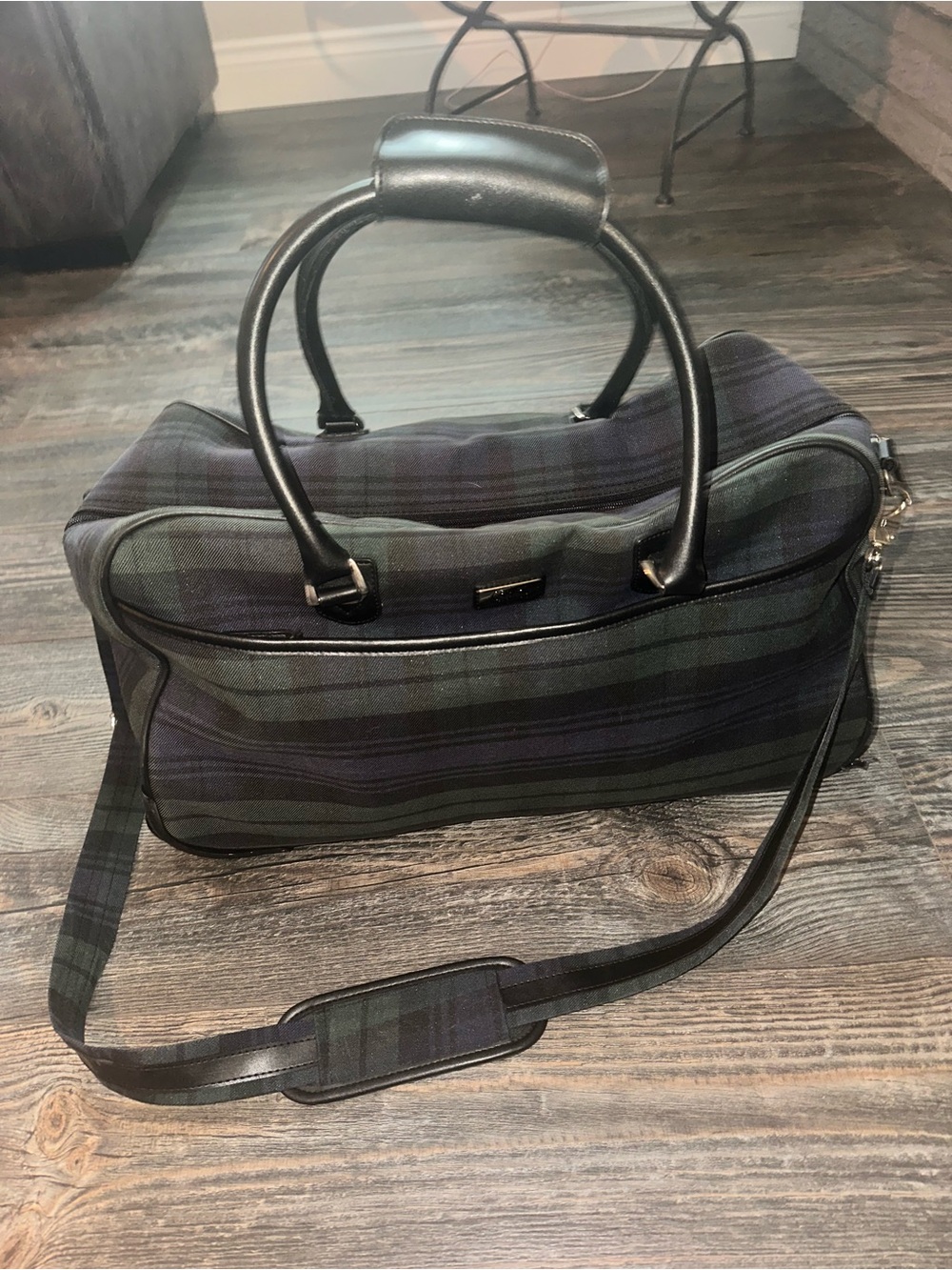Vintage (1990) Chaps Blackwatch Tartan Plaid Weekender Duffel Bag w/wheels